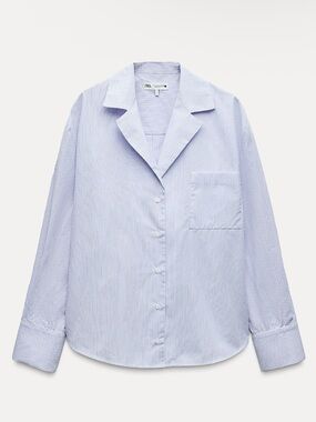 Zara ZW Collection Blue Striped Button Down Shirt - Size XS